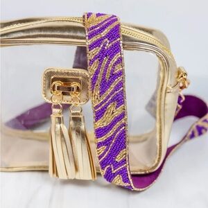 Beaded Purse Bag Strap purple gold lsu
